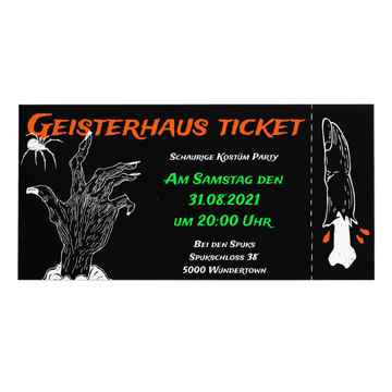 Einladungskarten Halloween , Geisterhaus Ticket