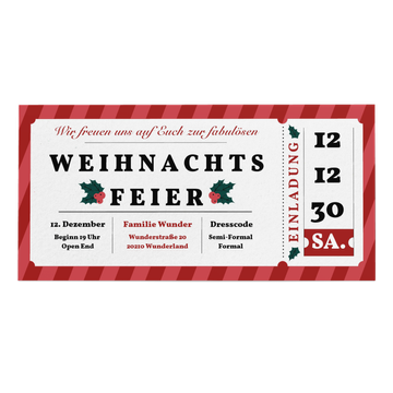 Einladung Weihnachtsfeier, Weihnachtsfeierticket