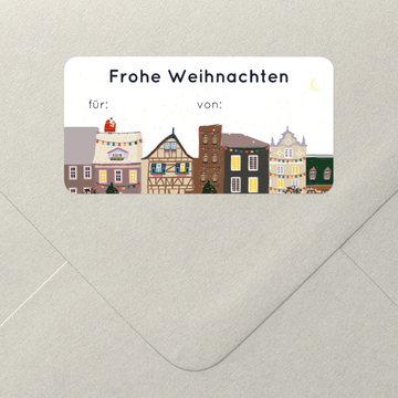 Geschenkaufkleber Weihnachten, Weihnachtsstädtchen