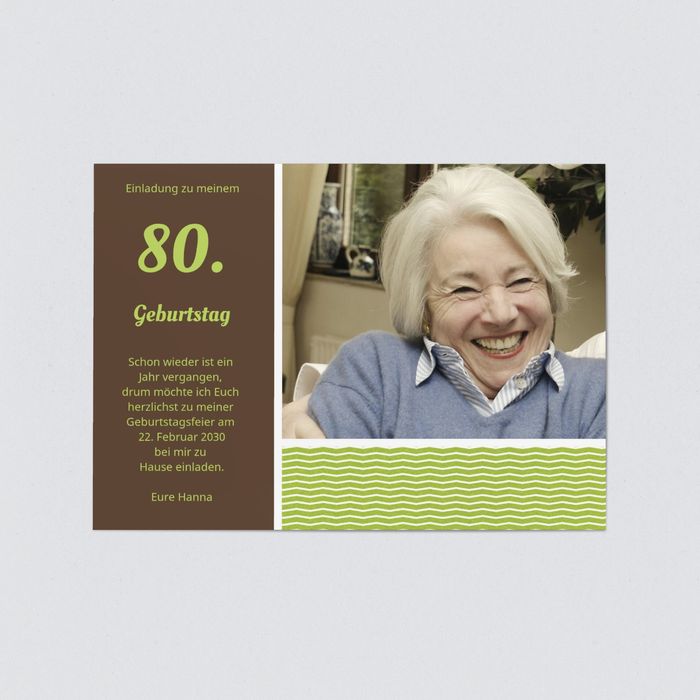 Stilvolle Einladung Einladungskarten 80. Geburtstag