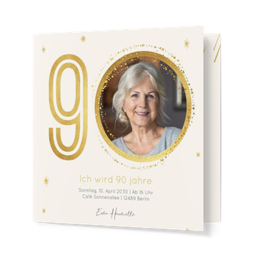 Einladungskarten 90. Geburtstag, 90 goldene Jahre
