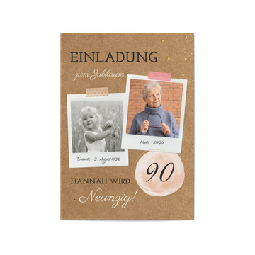 Einladungskarten 90. Geburtstag, Kindheitserinnerungen 90