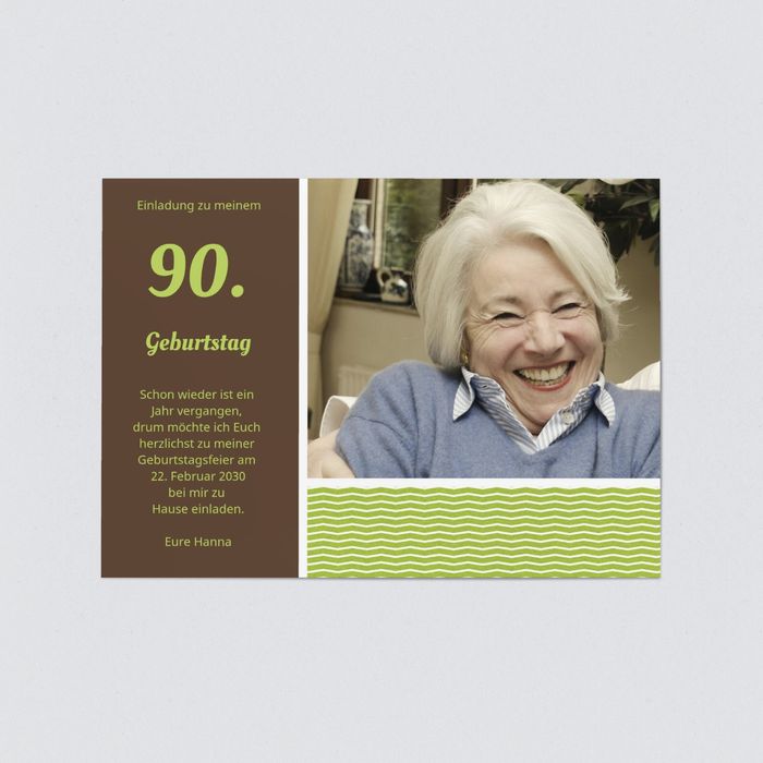 Stilvolle Einladung Einladungskarten 90. Geburtstag