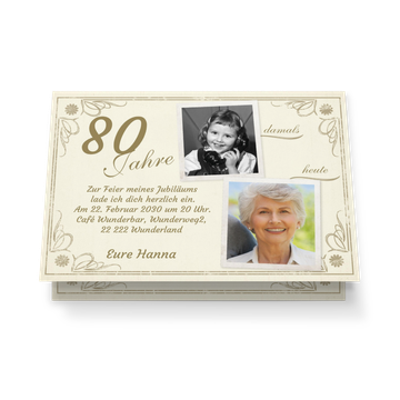 Einladungskarten 80. Geburtstag, Vintage