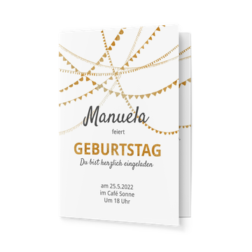 Einladungskarten 80. Geburtstag, Goldene Girlande