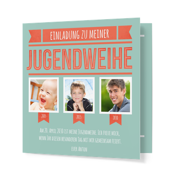 Einladungskarten Jugendweihe, Retroschrift