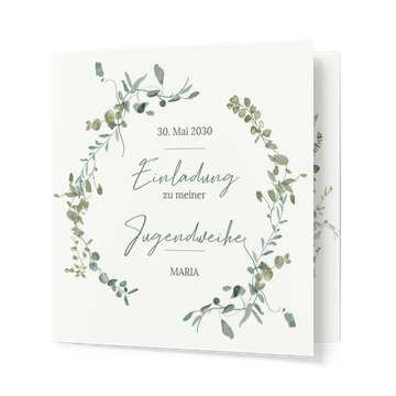 Einladungskarten Jugendweihe, Greenery Rahmen