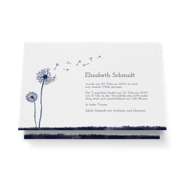Trauerkarten online selbst gestalten, Zarte Pusteblume