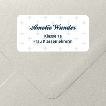 Namensetiketten Schule, Blaues Blumenmuster