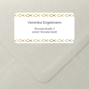 Adressaufkleber Konfirmation, Goldene Ichtys