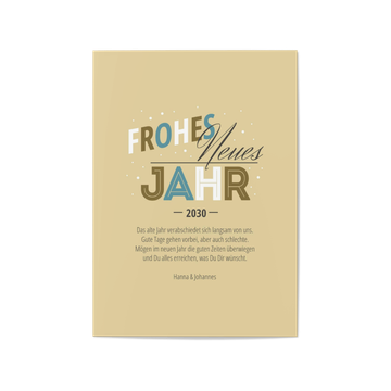 Silvesterkarten, Typografie in Beige