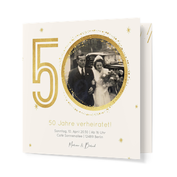 Einladungskarten goldene Hochzeit, 50 goldene Ehejahre