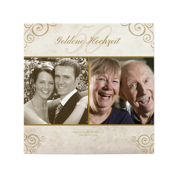 Einladungskarten goldene Hochzeit, Schnörkel