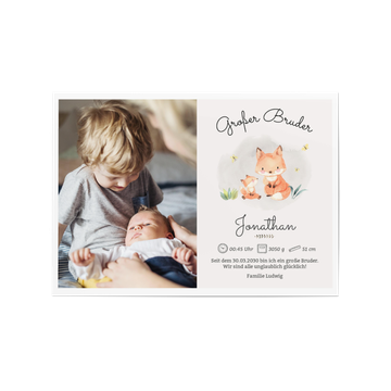 Fotokarten Baby mit Geschwistern, Fuchsbruder