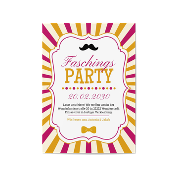 Einladungskarten Karneval und Fasching, Retroparty in Pink