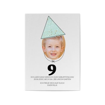Einladungskarten Kindergeburtstag, Partyhut
