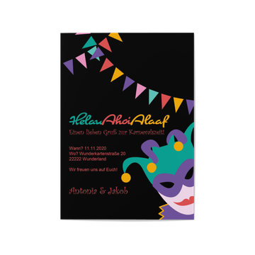 Einladungskarten Fasnacht, Helau Ahoi Alaaf