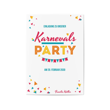 Einladungskarten Fasnacht, Karneval - Bunte Schnipsel