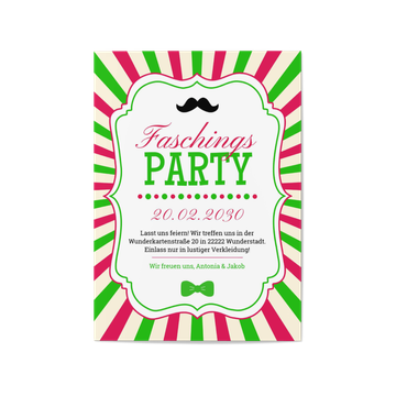 Einladungskarten Fasnacht, Retroparty in Grün