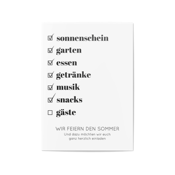 Einladung Sommerfest, Partycheckliste