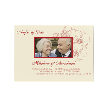 Einladungskarten zum Hochzeitstag, Orchidee in Rot
