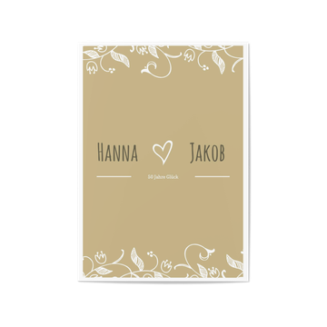 Gold Blumenranke in Beige