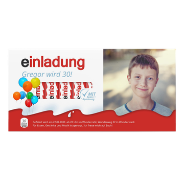 Einladungskarten 30. Geburtstag, Schokoladentafel