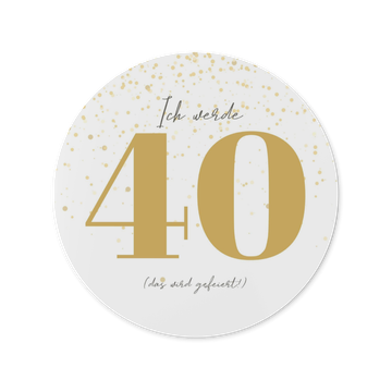 Einladungskarten 40. Geburtstag, Goldene Zahl Rund