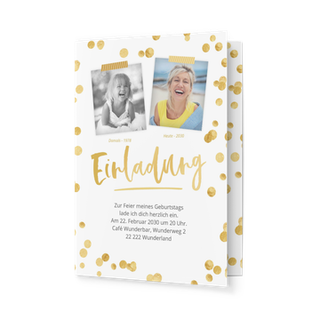 Einladungskarten 60. Geburtstag, Goldenes Konfetti 60