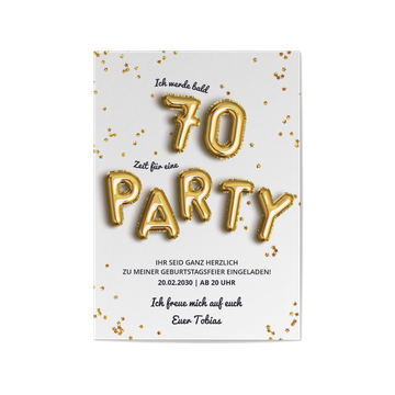 Einladungskarten 70. Geburtstag, Party Ballon 70