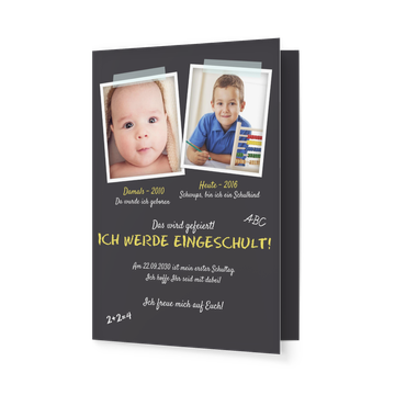 UNICEF Einschulungskarten, Damals und Heute Schiefertafel