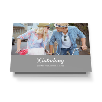 Einschulung Blanko Karten selbst gestalten, Quer - Panorama - Grau
