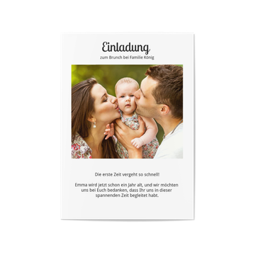 Einschulung Blanko Karten selbst gestalten, Hoch - Ein Foto - Text oben & unten