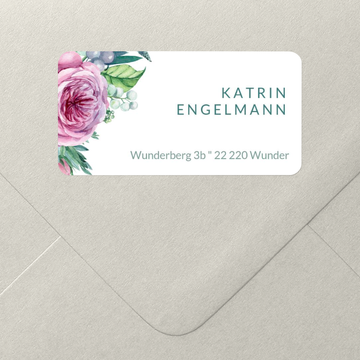 Adressaufkleber online bestellen, Blumen passepartout