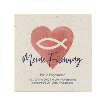 Einladungskarten Firmung, Ichthys Herz
