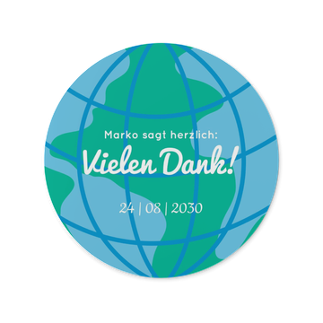 Danksagungskarten Einschulung, Weltkugel