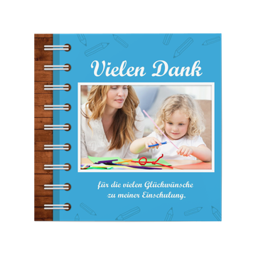 Danksagungskarten Einschulung, Notizbuch in Blau