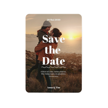 Save the Date Karten, Foto mit Schrift