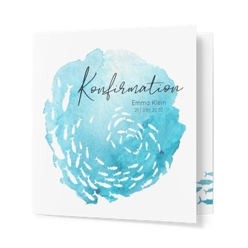 Einladungskarten Konfirmation, Fischschwarm