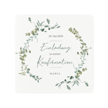 Einladungskarten Konfirmation, Greenery Rahmen
