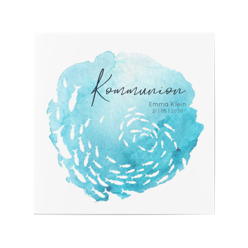 Einladungskarten Kommunion, Fischschwarm