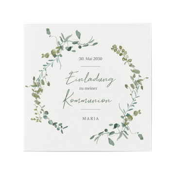 Einladungskarten Kommunion, Greenery Rahmen