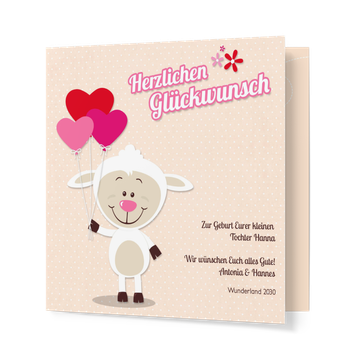 Glückwunschkarten zur Geburt, Kleines Schaf