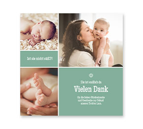 Babykarten - Bildertrio in Türkis