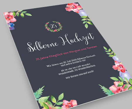 Hochzeitstagskarten - Einladungskarten silberne Hochzeit